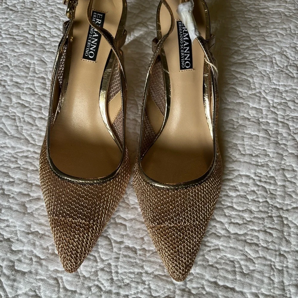 Ermanno Scervino Gold Mesh Heels